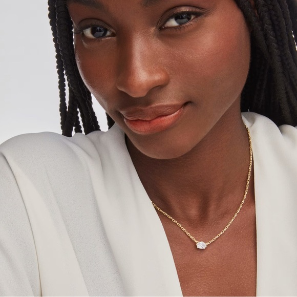 Kendra Scott Cailin Gold Adjustable Pendant Necklace and Earrings Set Crystal CZ - Picture 7 of 7